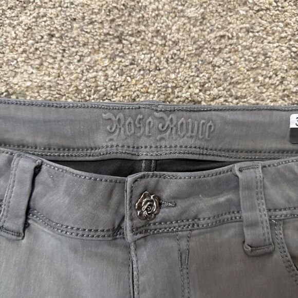 Rose Royce Womens Size 31 13/14 Bermuda Jeans Charcoal Gray Stretch Modest - Picture 2 of 10
